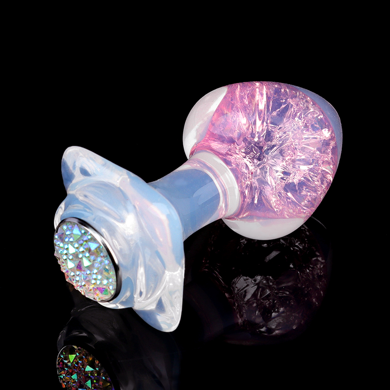 Анальная пробка сердечко UNIVIBE, силиконовая с камнем, розовая, 7.3 х 4.9 см