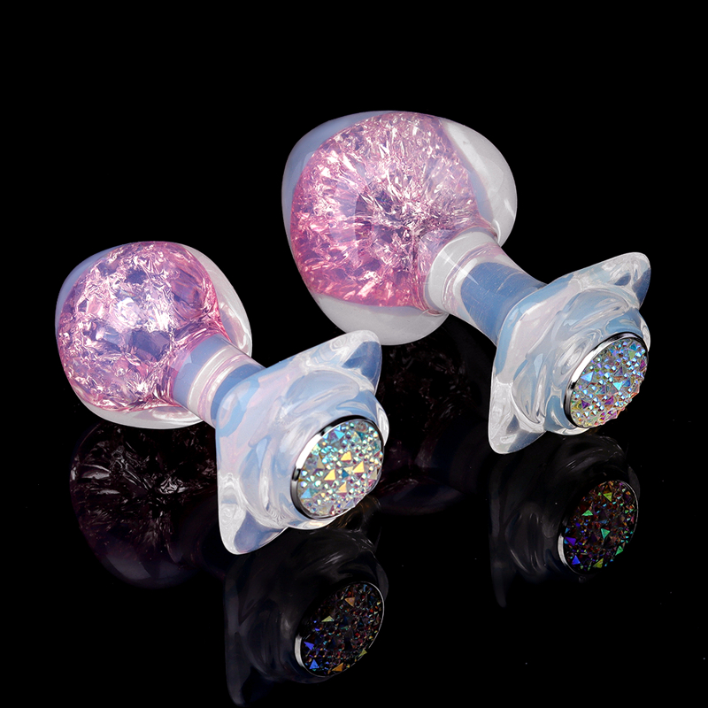 Анальная пробка сердечко UNIVIBE, силиконовая с камнем, розовая, 7.3 х 4.9 см