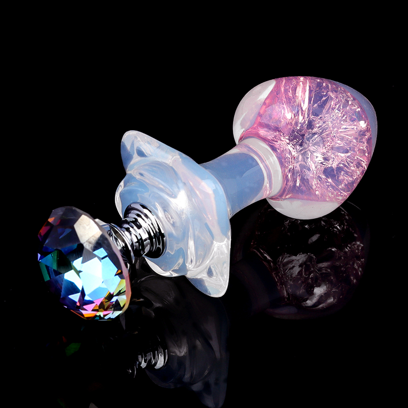 Анальная пробка сердечко UNIVIBE, силиконовая с камнем, розовая, 7.3 х 4.9 см