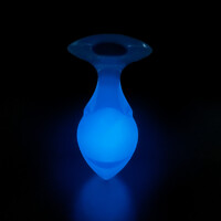 Люминесцентная анальная пробка UNIVIBE, силиконовая с шариком внутри, голубая, 9.6 х 5.7 см