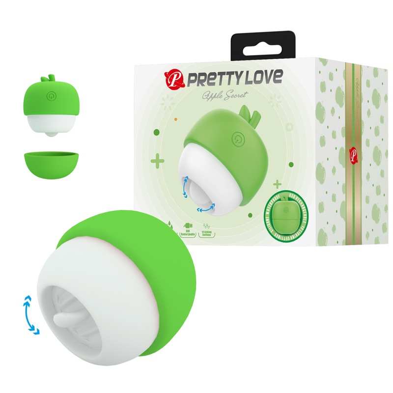 Клиторальный стимулятор с язычком Pretty Love APPLE Secret, зелёный