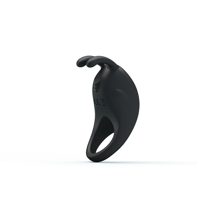 Эрекционное виброкольцо Pretty Love Rabbit Vibrator с клиторальной стимуляцией, черное