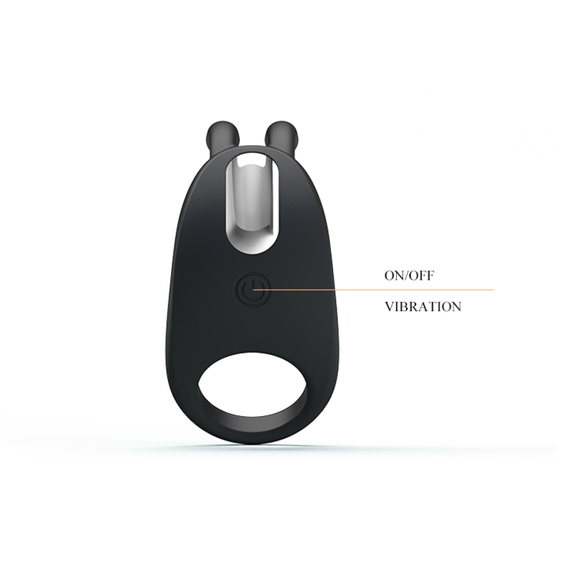 Эрекционное виброкольцо Pretty Love Rabbit Vibrator с клиторальной стимуляцией, черное