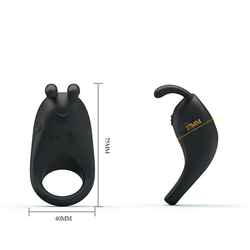 Эрекционное виброкольцо Pretty Love Rabbit Vibrator с клиторальной стимуляцией, черное
