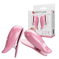 Вибростимуляторы-зажимы для сосков Pretty Love Leaf, розовые, 5.1 х 1.9 см