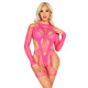 Бодистокинг Leg Avenue Fishnet Garter Harness and Teddy One Size Neon Pink