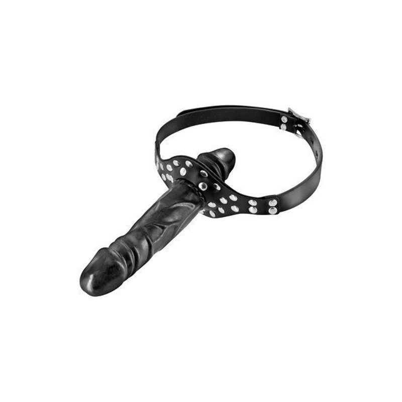 Кляп с двойным фаллоимитатором Fetish Tentation Double Penis Gag Black (мятая упаковка!!!)