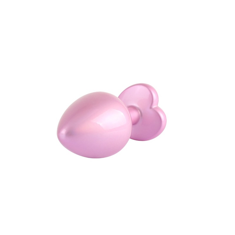 Анальная пробка розовая CHISA MATRIX MONT с перламутром и розовым камнем в форме сердца, размер M