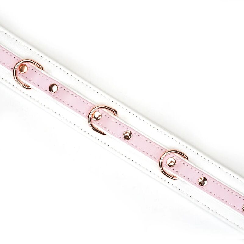 Ошейник с поводком Liebe Seele White & Pink Fairy Goat Leather Collar