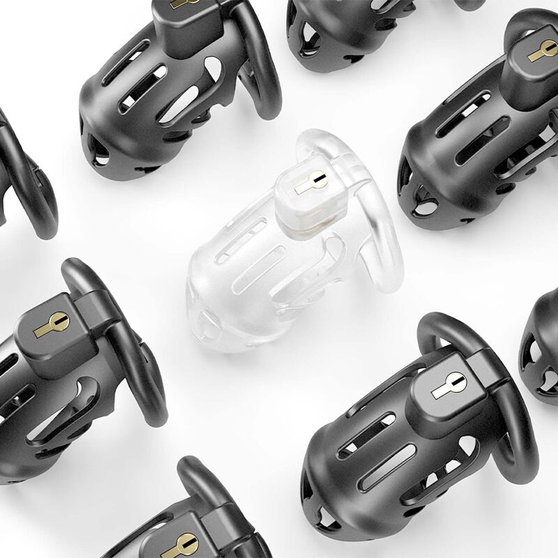 Клетка для пениса LOCKINK SEVANDA Plastic Penis Chastity Cage, черная, 3 кольца разных размеров