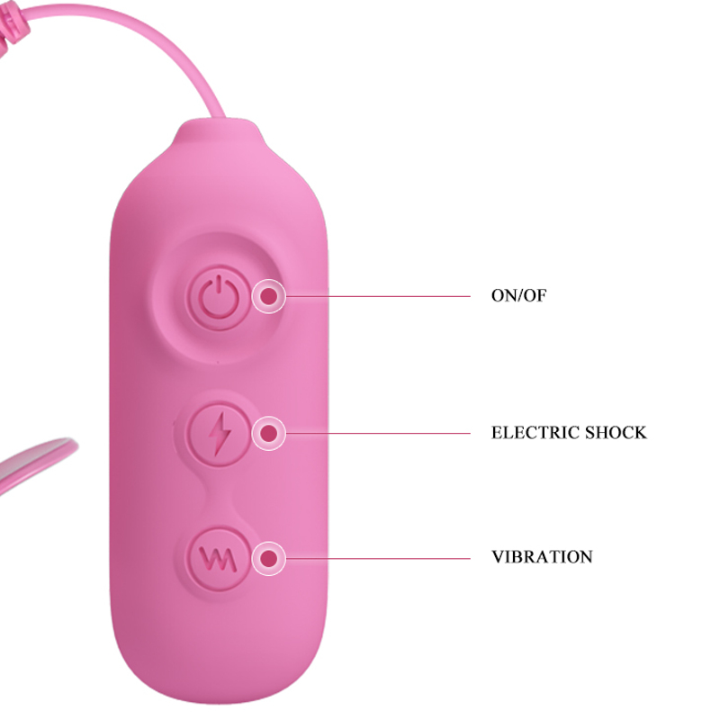 Виброзажымы для сосков Pretty Love Nipple Clip с электростимуляцией, розовые