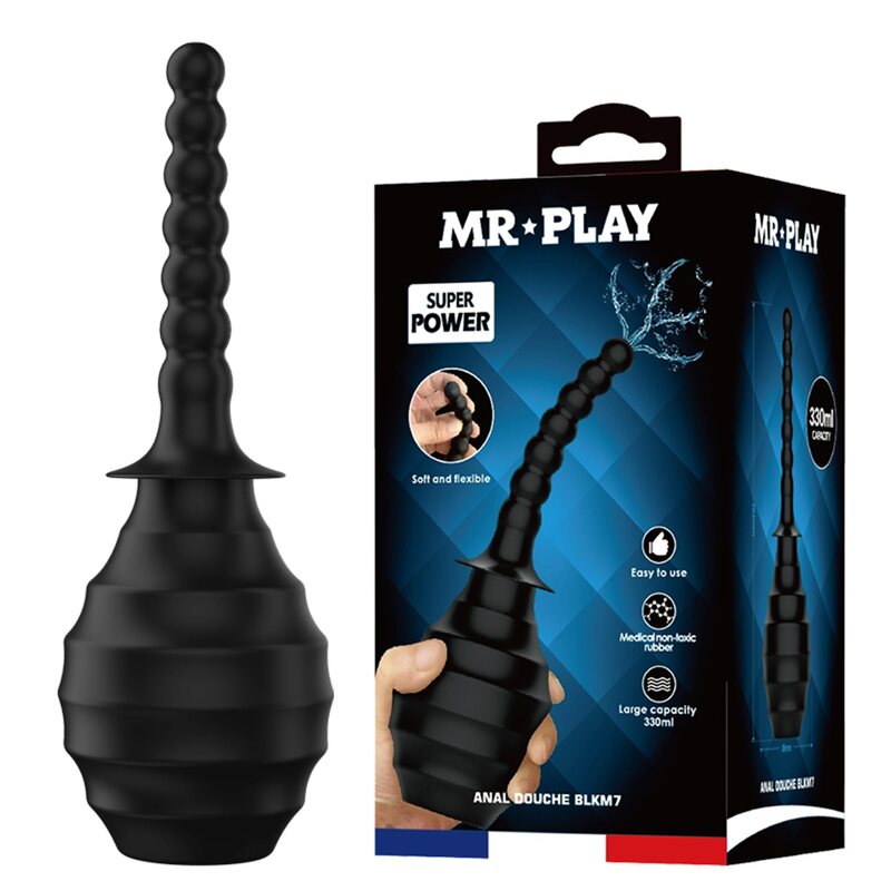 Анальный душ с гибким носиком Pretty Love MR PLAY в виде анального стимулятора, черный, 330 мл