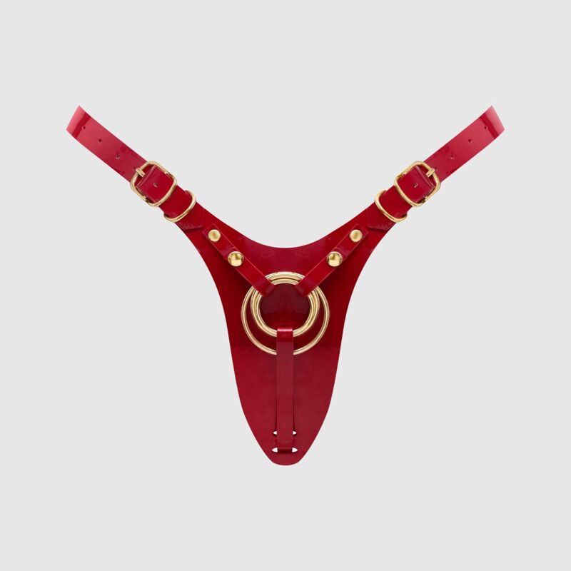 Трусики для страпона Strap-On-Me Leatherette Harness Fabulous - One Size - Red Glossy