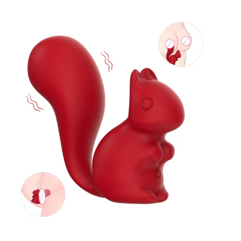 Мини-вибратор клиторальный Every Night Toys Debbie в форме белочки красный, 10 режимов вибрации