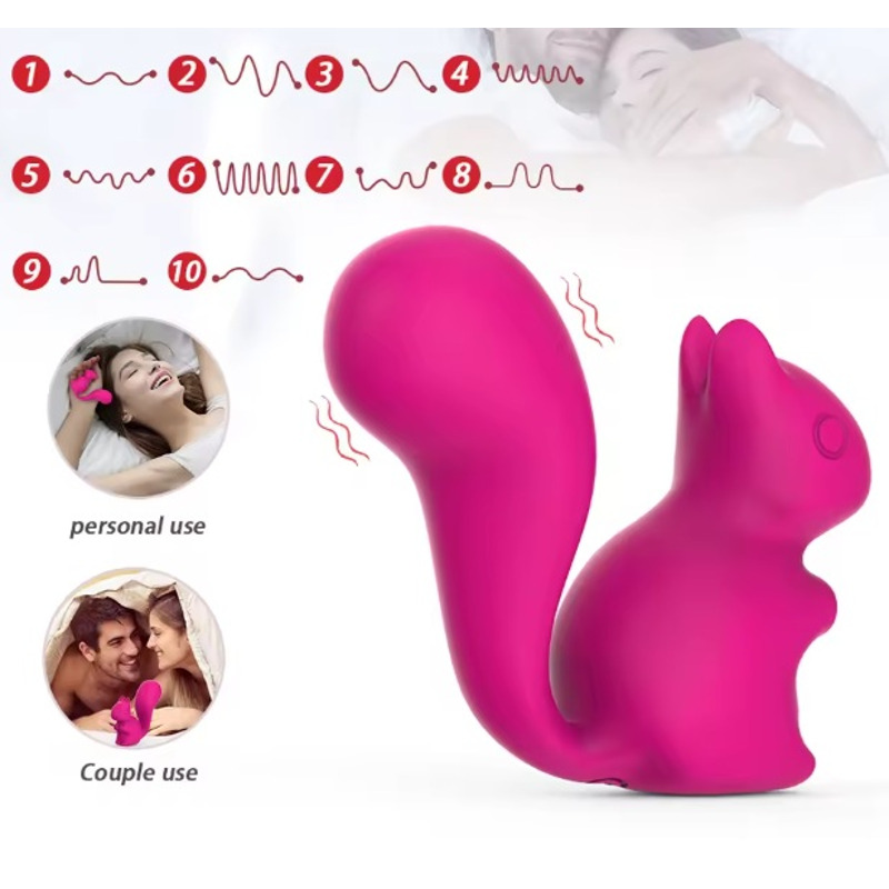 Мини-вибратор клиторальный Every Night Toys Debbie в форме белочки красный, 10 режимов вибрации