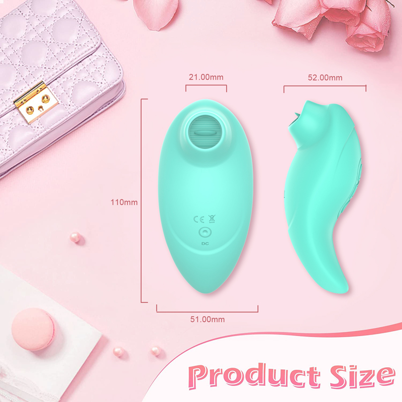 Вибратор с клиторальным стимулятором с язычком Every Night Toys Jen, зелёный, 10 режимов вибрации