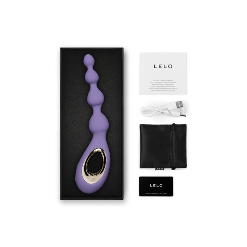 Анальные бусы с вибрацией LELO Soraya Beads Violet Dusk, разный диаметр бусин, 8 режимов