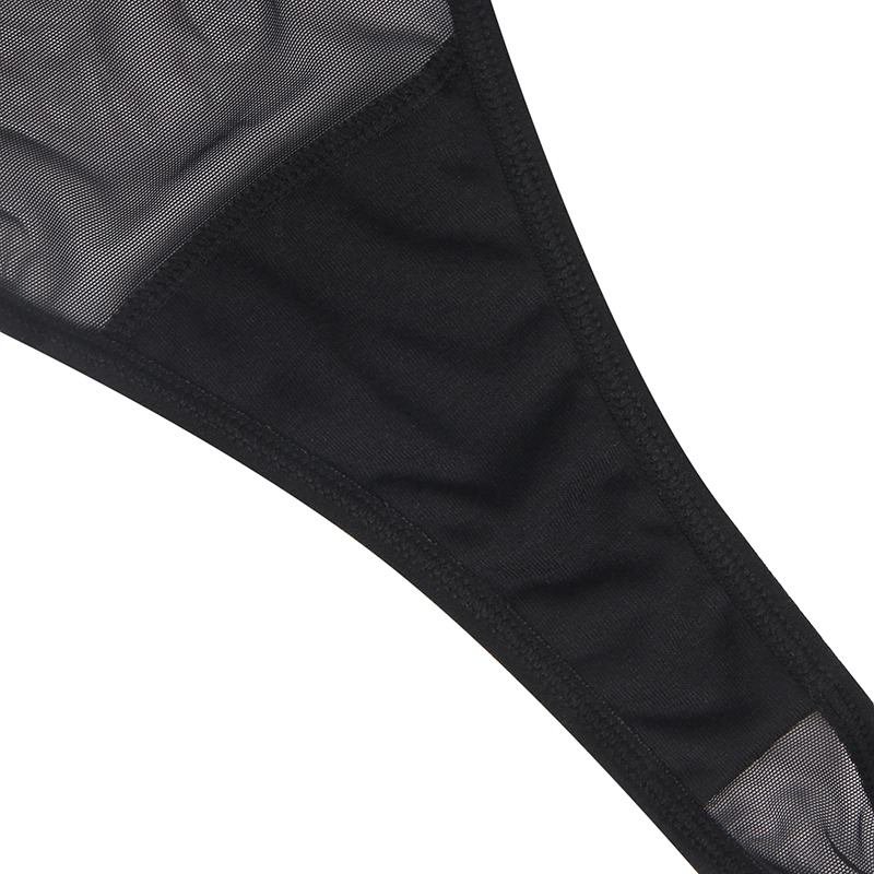 Боди полупрозрачное Star Night с бриллиантовым поясом, черное, XL-XXL