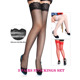 Комплект чулок Star Night кружевные, черные, белые, красные, 3 пары, XS-M