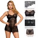 Пеньюар с трусиками Star Night с кружевом, чёрный, XS-S