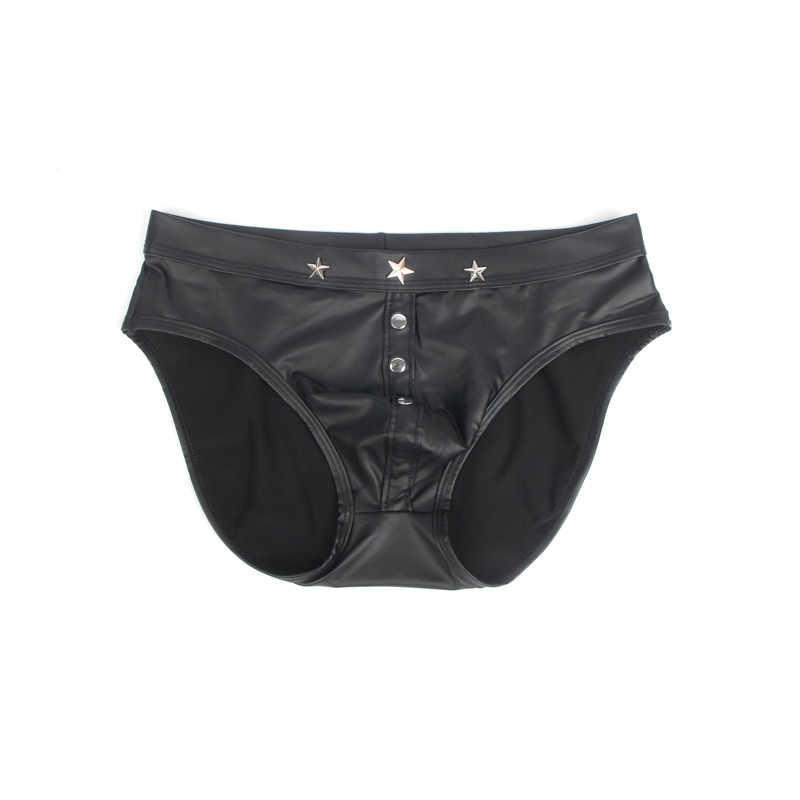 Мужские трусы с заклепками Star Night с имитацией кожи, черные, XL
