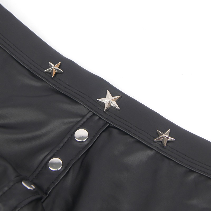 Мужские трусы с заклепками Star Night с имитацией кожи, черные, XL