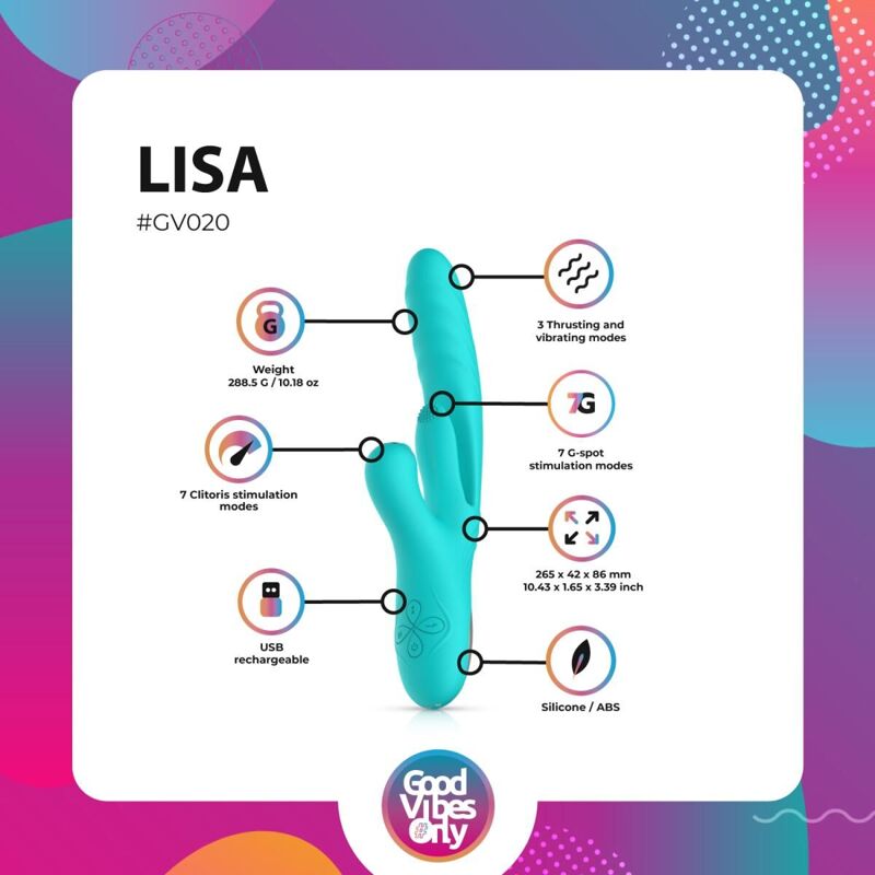 Вибратор-кролик Good Vibes Only - Lisa Thrusting Rabbit Vibrator with G-Spot Stimulator