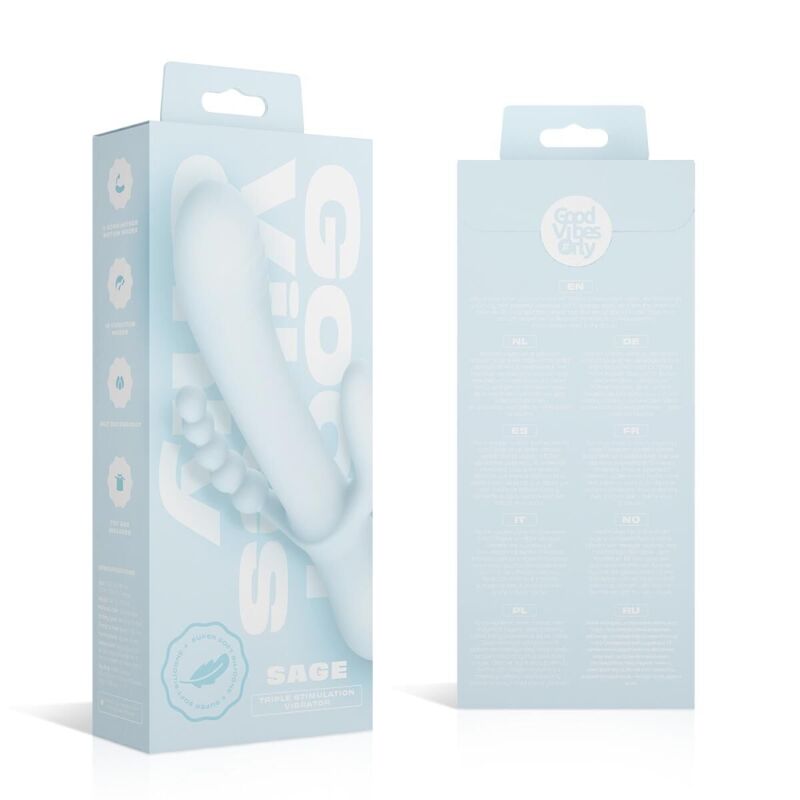 Вибратор-кролик Good Vibes Only - SAGE Triple Stimulation Vibe Soft Silicone - Blue