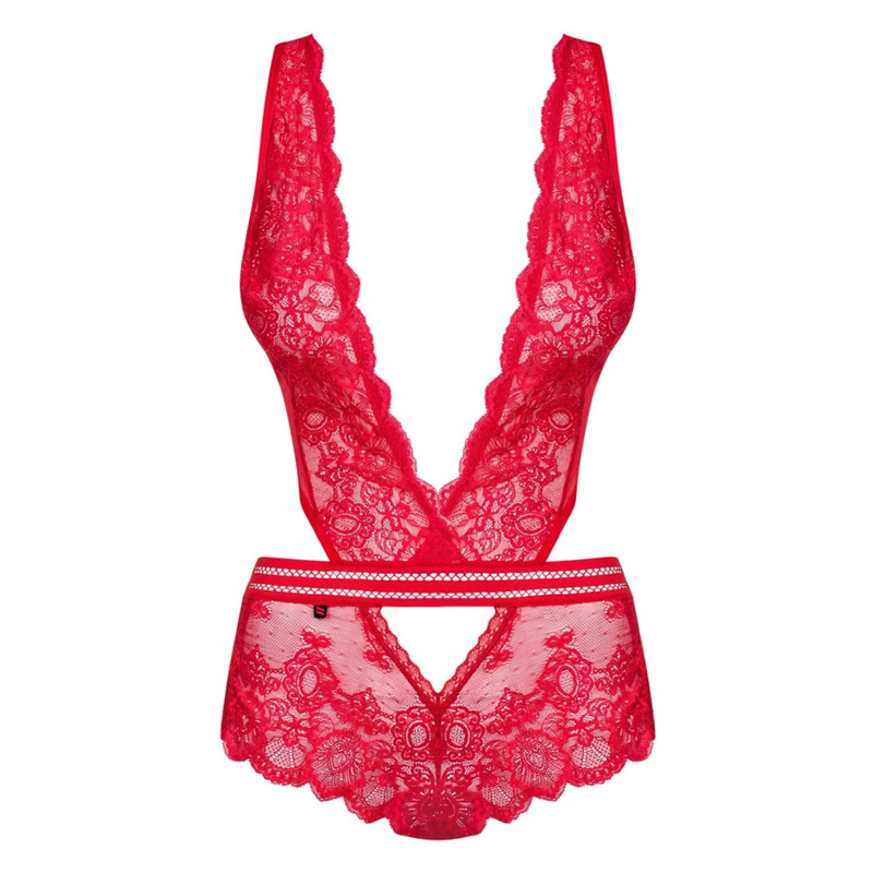Боди кружевное Obsessive 853-TED-3 Teddy красное, L-XL