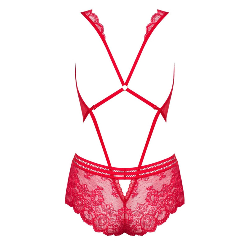 Боди кружевное Obsessive 853-TED-3 Teddy красное, L-XL