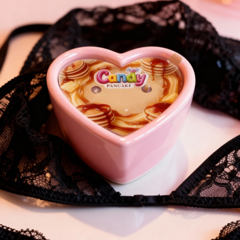 Массажная свеча с ароматом панкейка Candy Pancake в форме сердца, 70 мл
