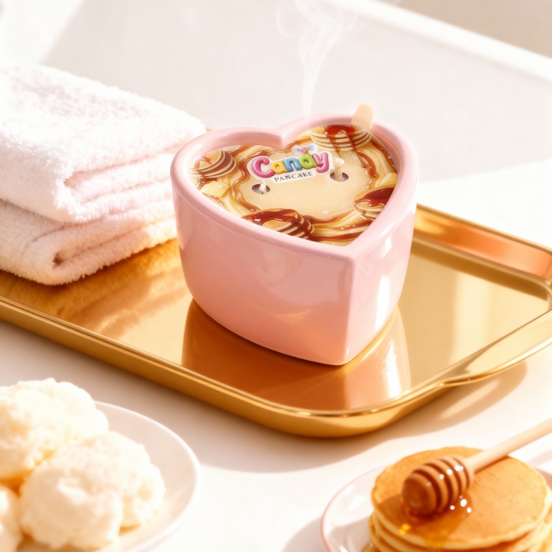 Массажная свеча с ароматом панкейка Candy Pancake в форме сердца, 70 мл