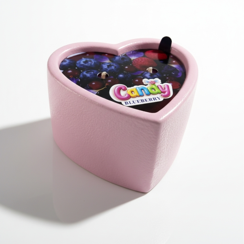 Массажная свеча с ароматом черники Candy Blueberry в форме сердца, 70 мл