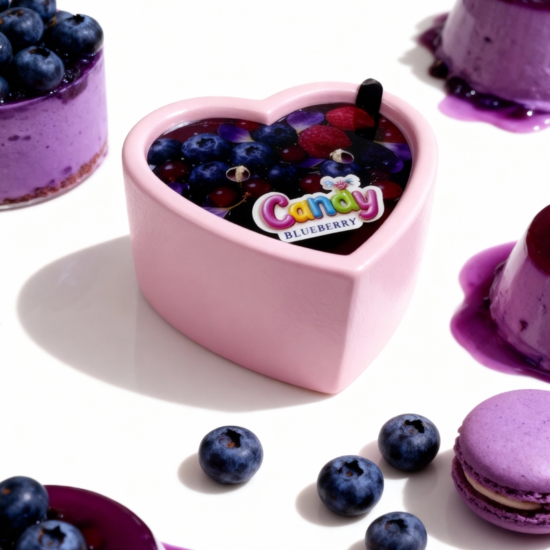 Массажная свеча с ароматом черники Candy Blueberry в форме сердца, 70 мл