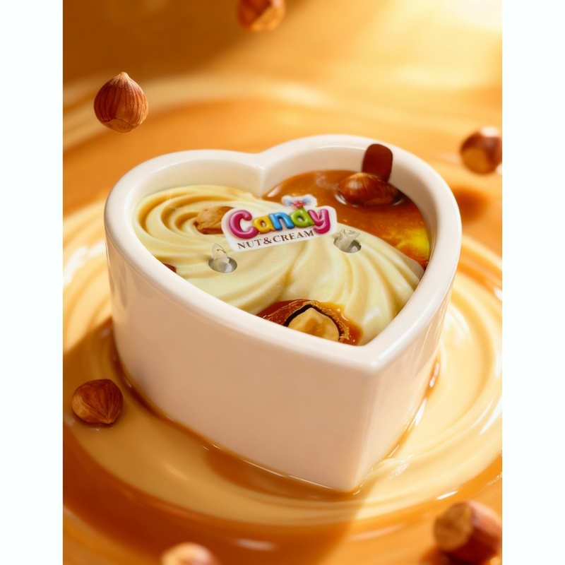 Массажная свеча с ароматом орехового крема Candy Nut Cream в форме сердца, 70 мл