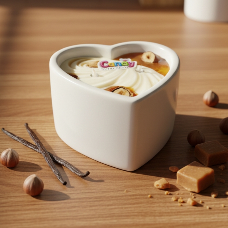 Массажная свеча с ароматом орехового крема Candy Nut Cream в форме сердца, 70 мл
