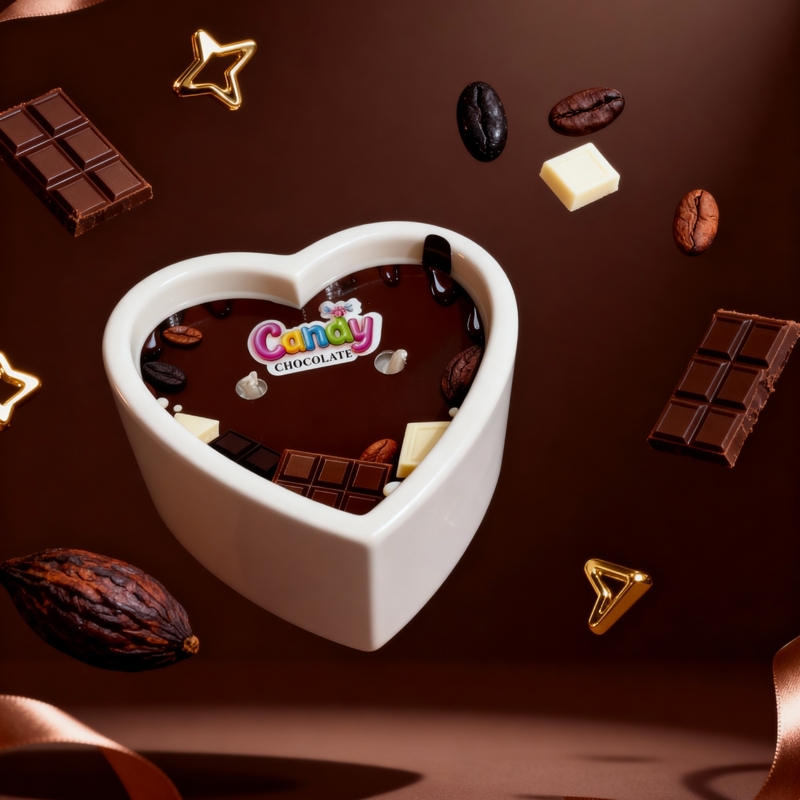 Массажная свеча с ароматом шоколада Candy Chocolate в форме сердца, 70 мл