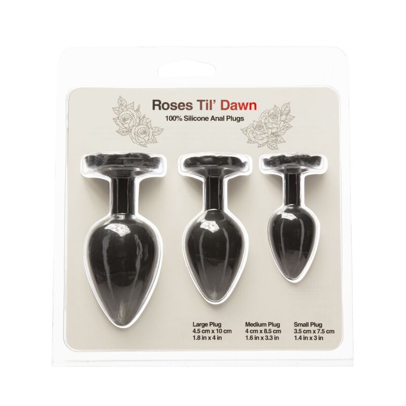 Набор силиконовых анальных пробок BMS Roses Til’ Dawn Silicone Anal Plug Kit Starter Kit Black