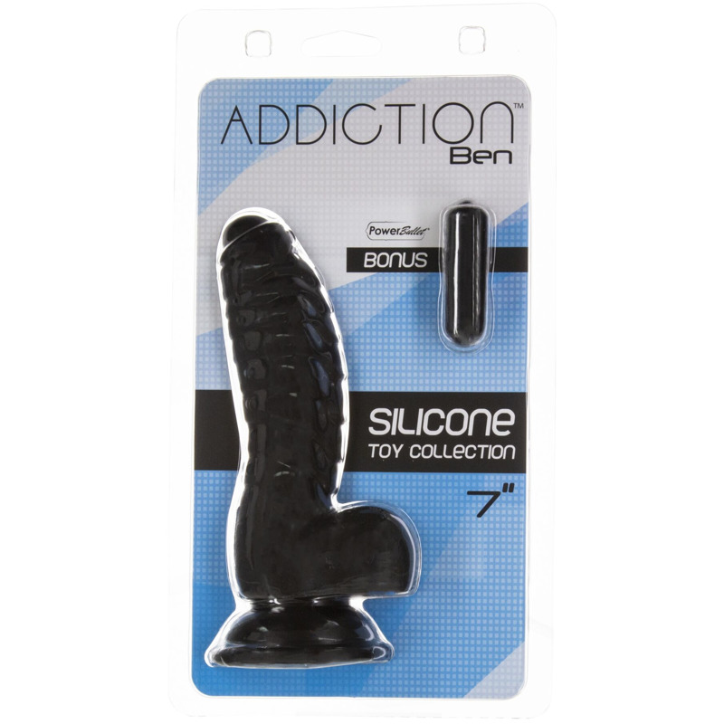 Фаллоимитатор ADDICTION Ben 7" Dildo With Balls Black, вибропуля в подарок
