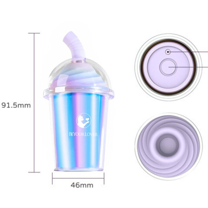 Вакуумний стимулятор в форме стаканчика для коктейля с трубочкой BeYourLover Joy Cup голубой
