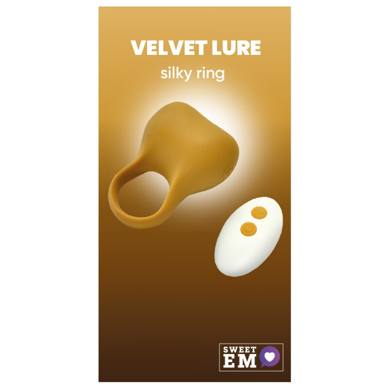 Эрекционное виброкольцо Sweet Em Silky Ring с пультом, желтое, 7.6 х 5.7 см