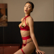 Комплект белья UPKO Lingerie Set с золотыми пэстисами, красный, One Size