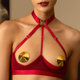 Комплект белья UPKO Lingerie Set с золотыми пэстисами, красный, One Size