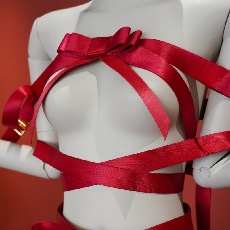 Фиксатор бондаж с бантом для верхней части тела UPKO Bowknot, красный
