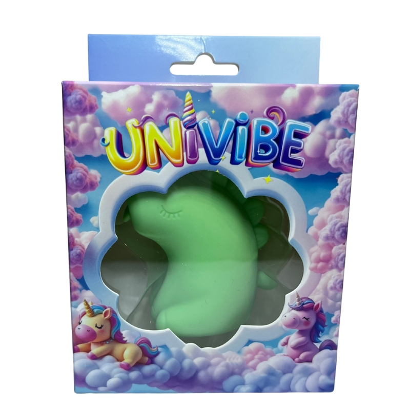 Стимулятор клитора с язычком UNIVIBE Единорог, 10 режимов, зелёный