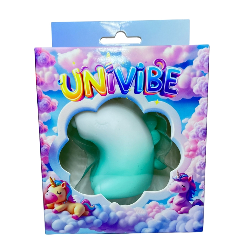 Стимулятор клитора с пульсацией UNIVIBE Единорог, 5 режимов, градиент бело-зелёный