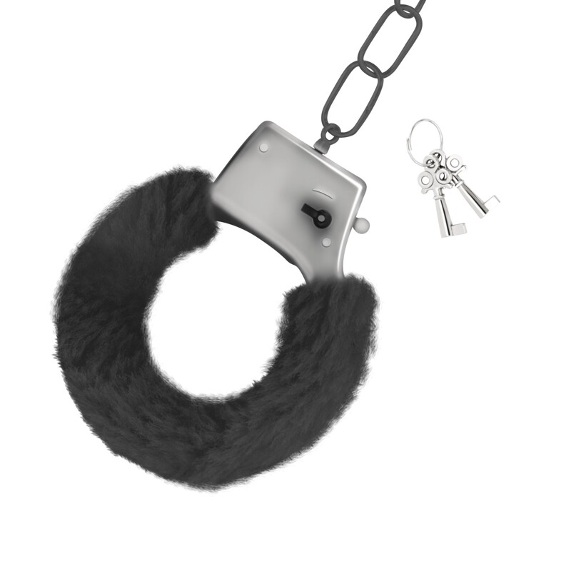 Наручники Love Cuffs Crushious металлические, с чёрным мехом
