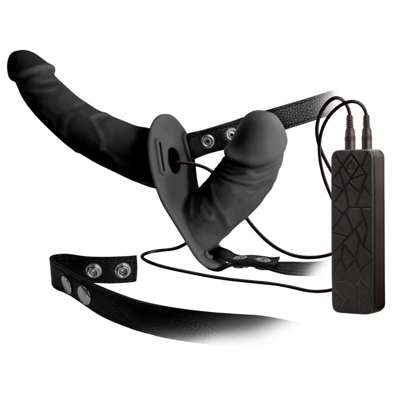 Страпон двойной You2Toys Double Thruster с вибрацией, черный