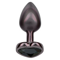 Анальная пробка CalExotics Diamond Heart Plug Small, чёрная, 5,7 × 3,2 см
