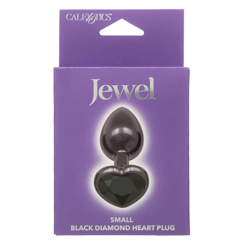 Анальная пробка CalExotics Diamond Heart Plug Small, чёрная, 5,7 × 3,2 см